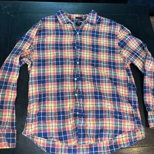J. Crew Blue and Pink Casual Button Down Shirt